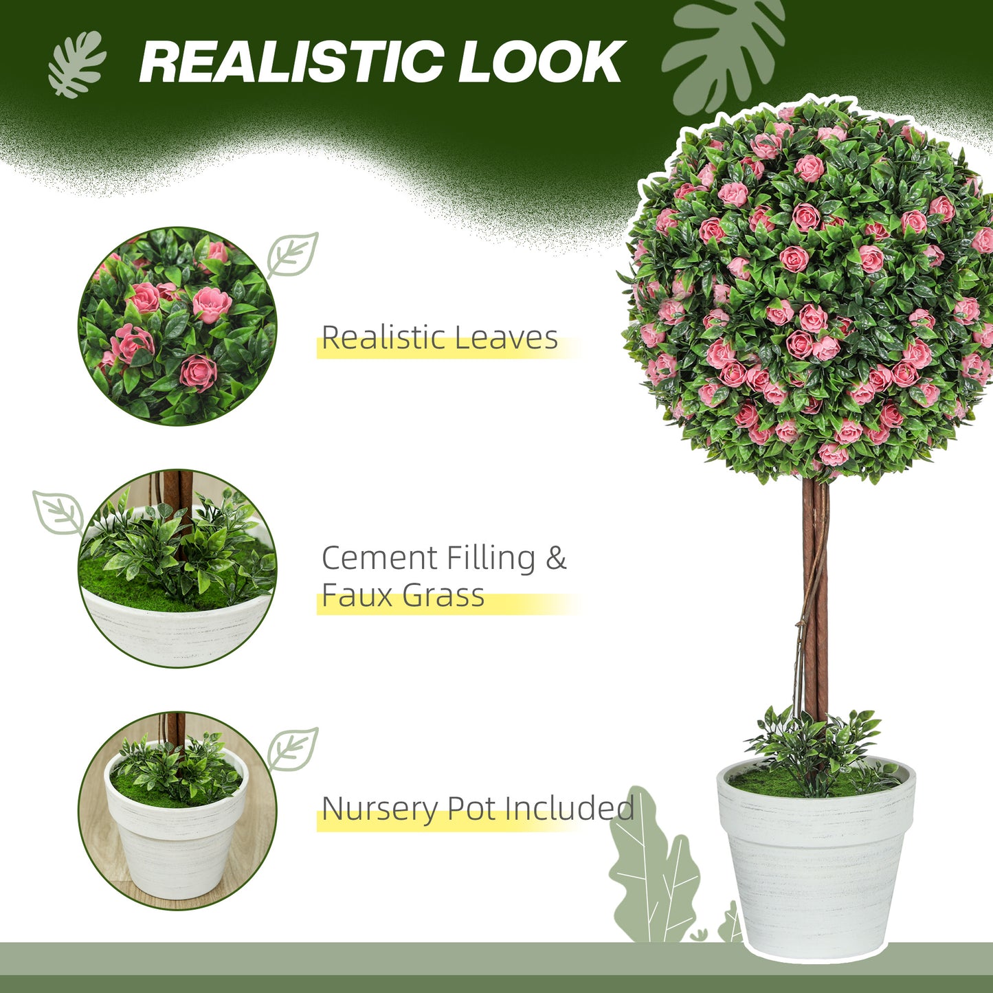 Ball Topiary Tree With Pink Rose Flower