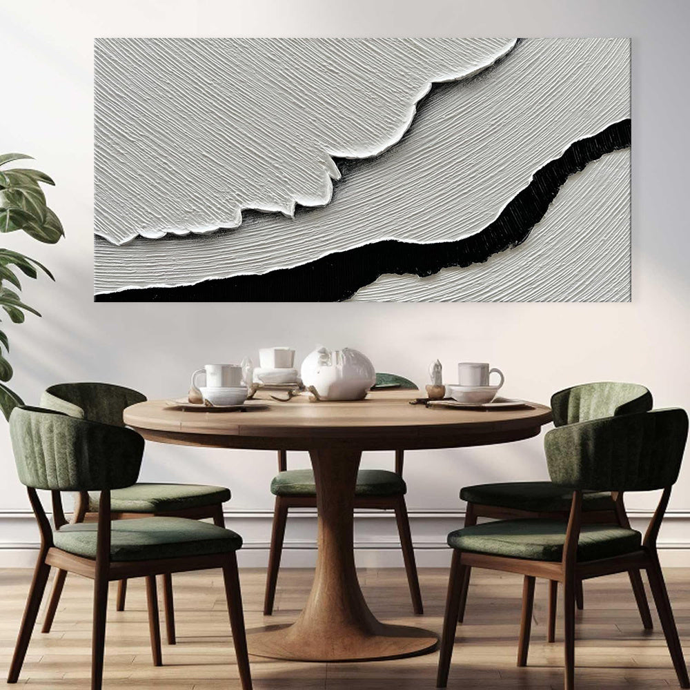 Black & White Sea Waves Oil Painting
