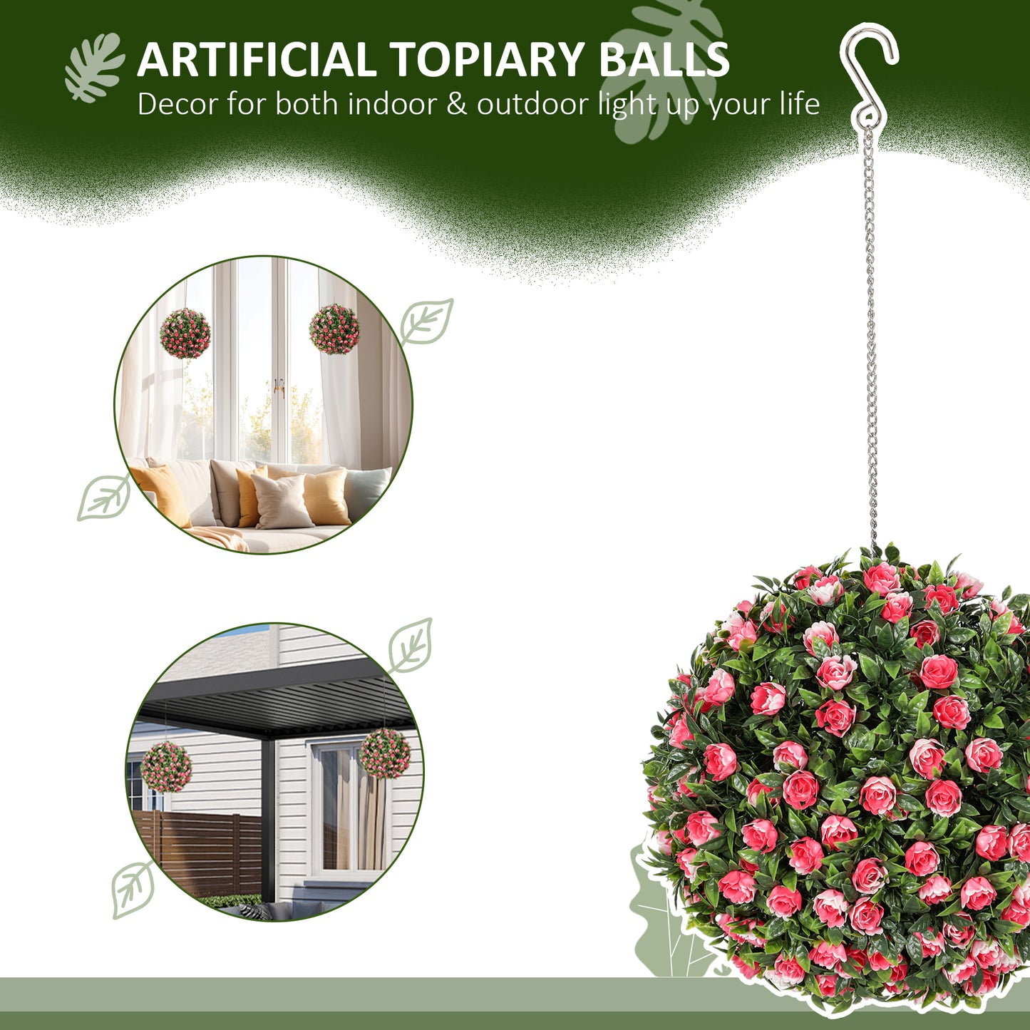 UV-protected Topiary Pink Rose Balls