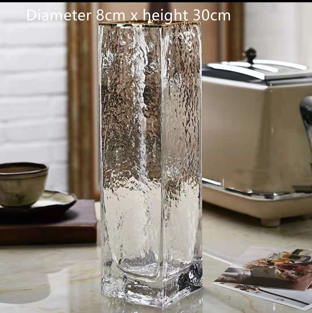 Transparent Gold Painted Glass Vase