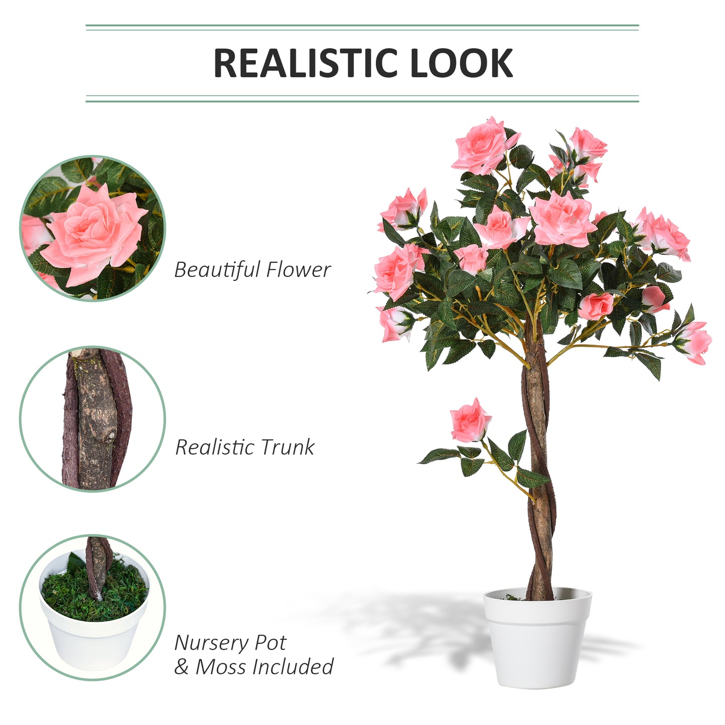 Pink Rose Artificial Plant In Pot
