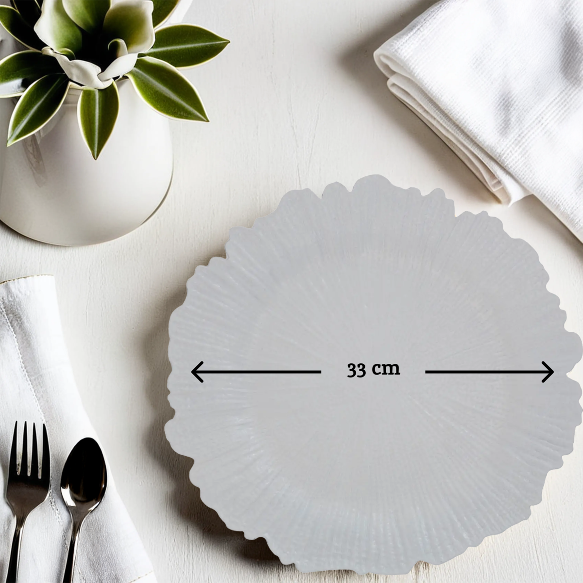 White Finish Reef Charger Plate