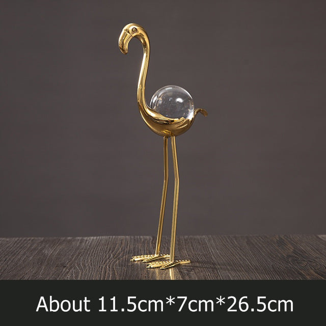 Gold Flamingo Crystal Ball Decoration