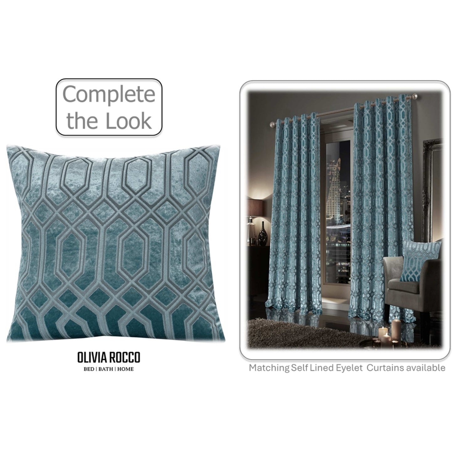 Teal Geometric Decorative Cushions
