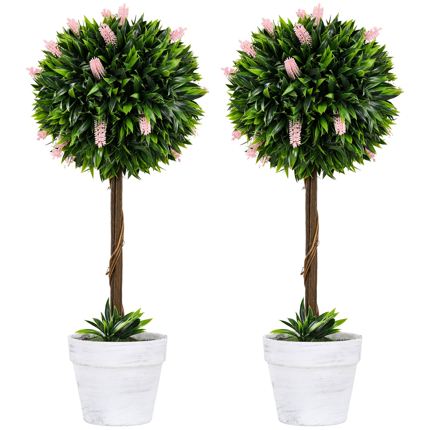 Artificial Ball Trees With Pink Flower