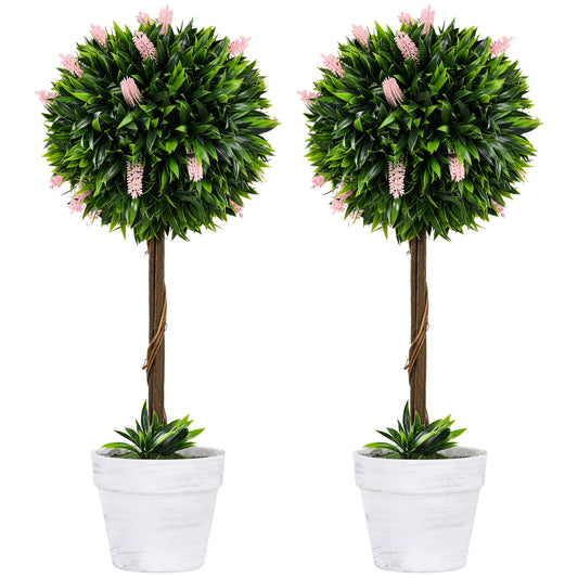 Artificial Ball Trees With Pink Flower