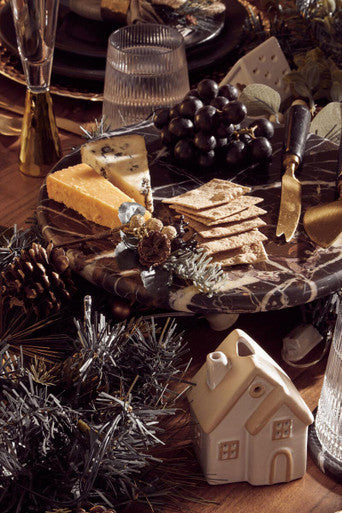 Marmore Black and Gold Marble Cake Stand