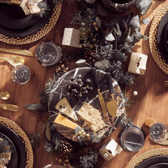 Marmore Black and Gold Marble Cake Stand