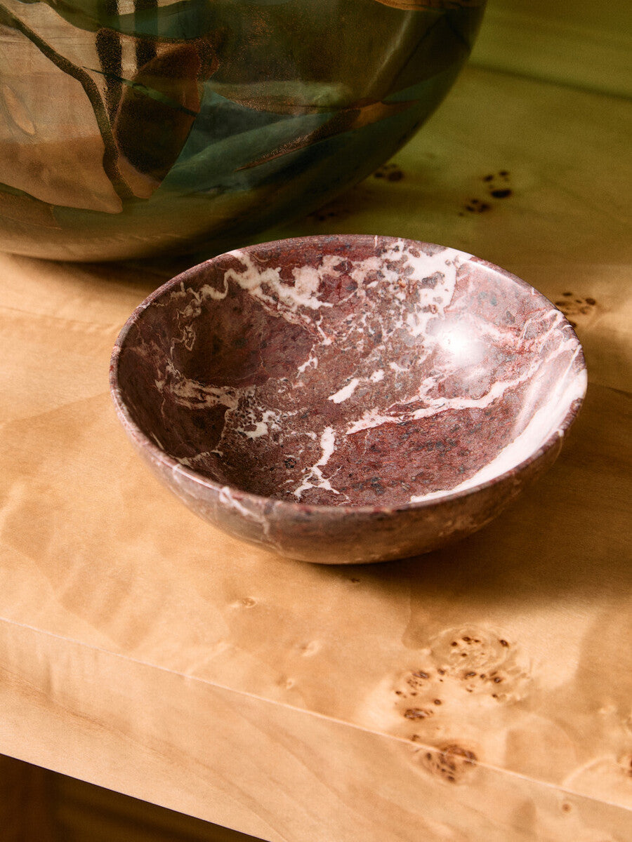 Red and White Marble Bowl