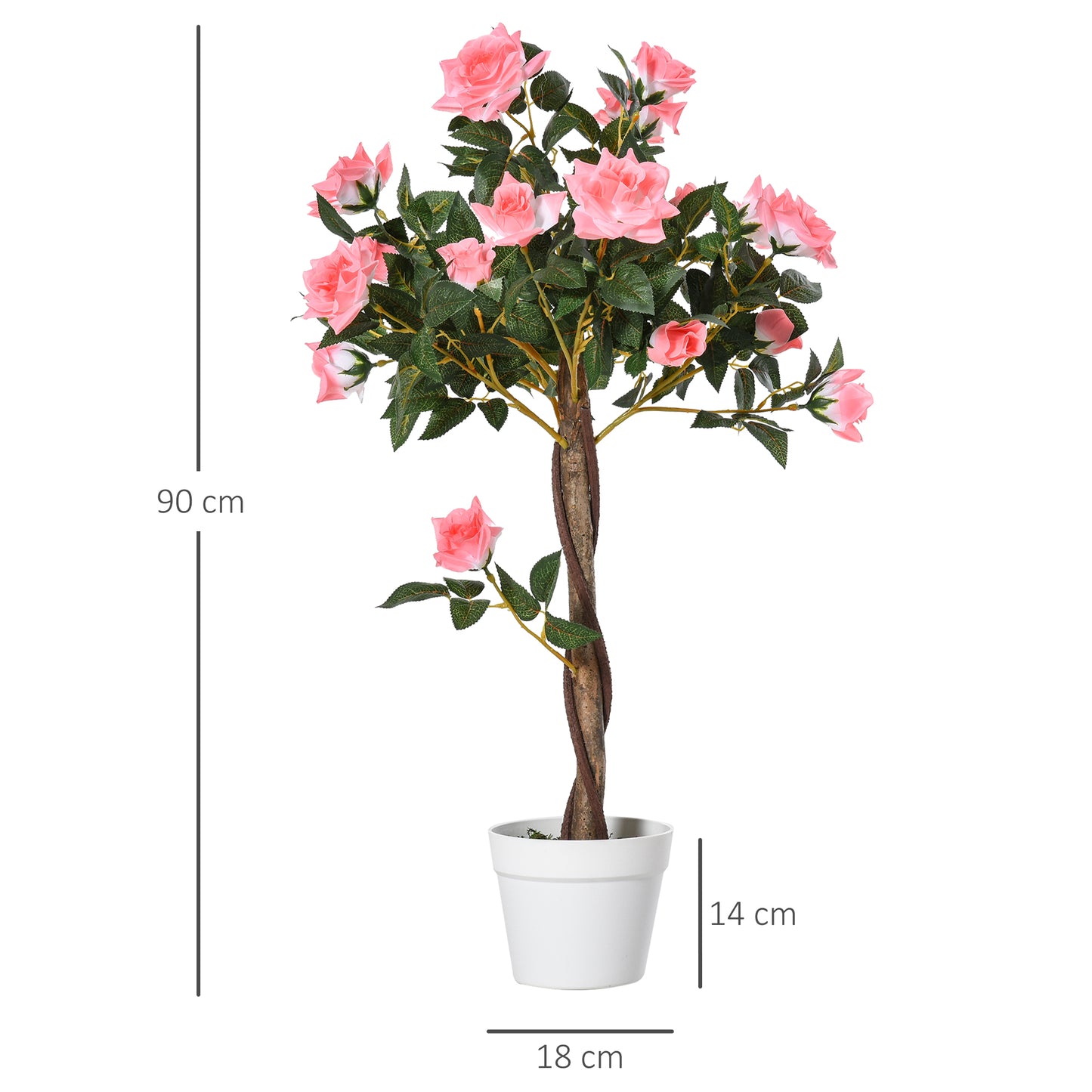 Pink Rose Artificial Plant In Pot