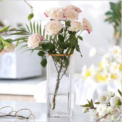 Transparent Gold Painted Glass Vase