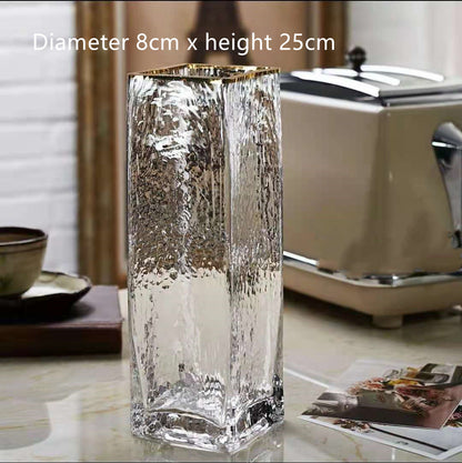 Transparent Gold Painted Glass Vase