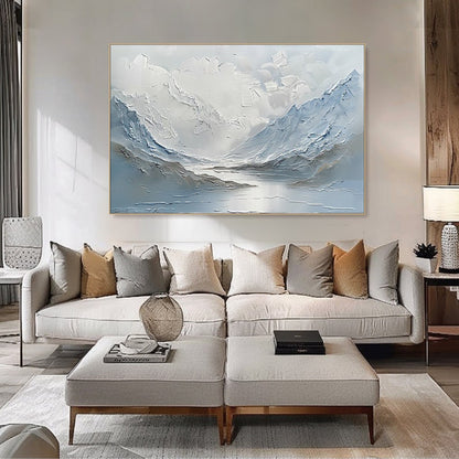 Blue And White Mountain And Lake Scenery Oil Painting
