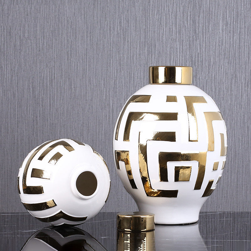 Ceramic With Gold Round Vase