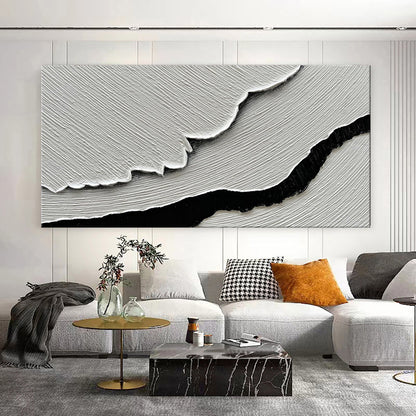 Black & White Sea Waves Oil Painting