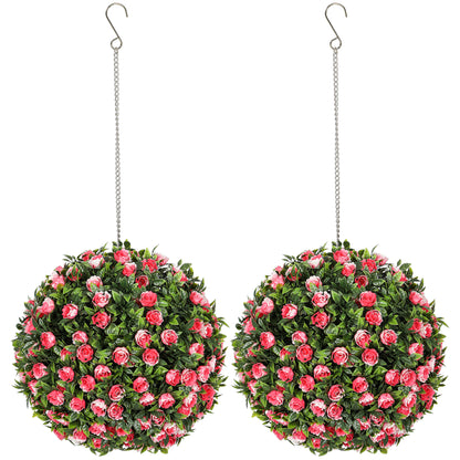 UV-protected Topiary Pink Rose Balls