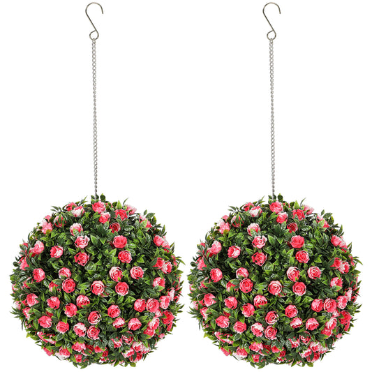 UV-protected Topiary Pink Rose Balls