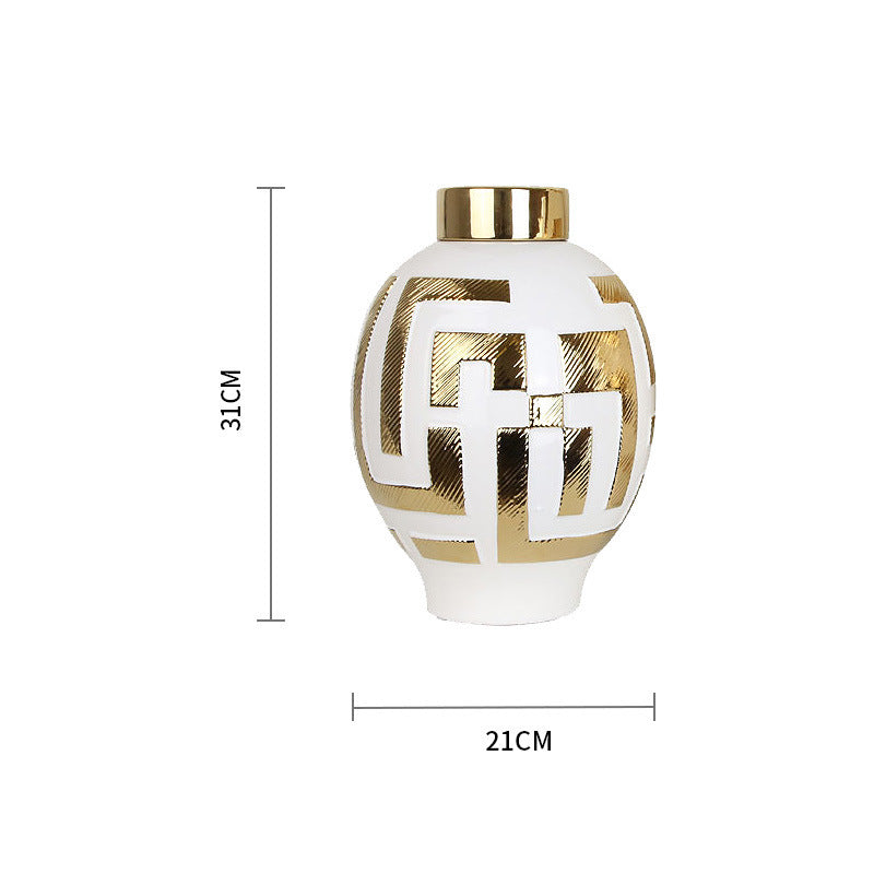 Ceramic With Gold Round Vase