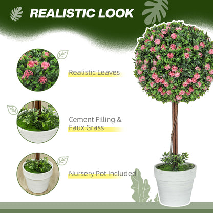 Ball Topiary Tree With Pink Rose Flower