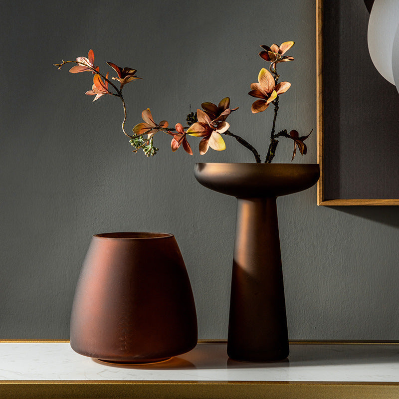 Frosted Coffee Color Vase