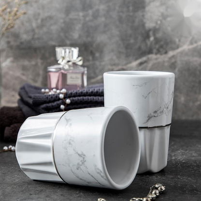 Simple White Ceramic Bathroom Set