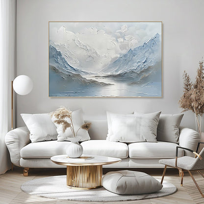 Blue And White Mountain And Lake Scenery Oil Painting