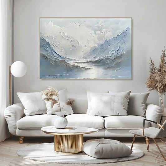 Blue And White Mountain And Lake Scenery Oil Painting