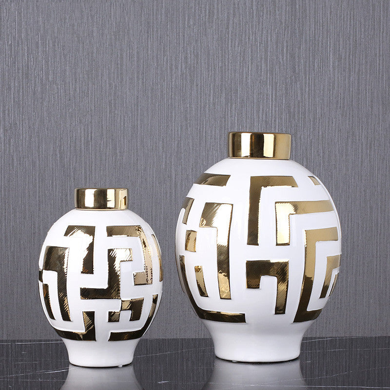 Ceramic With Gold Round Vase