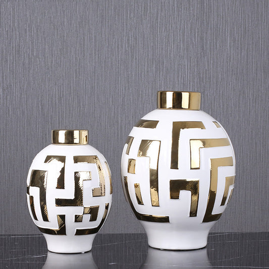 Ceramic With Gold Round Vase