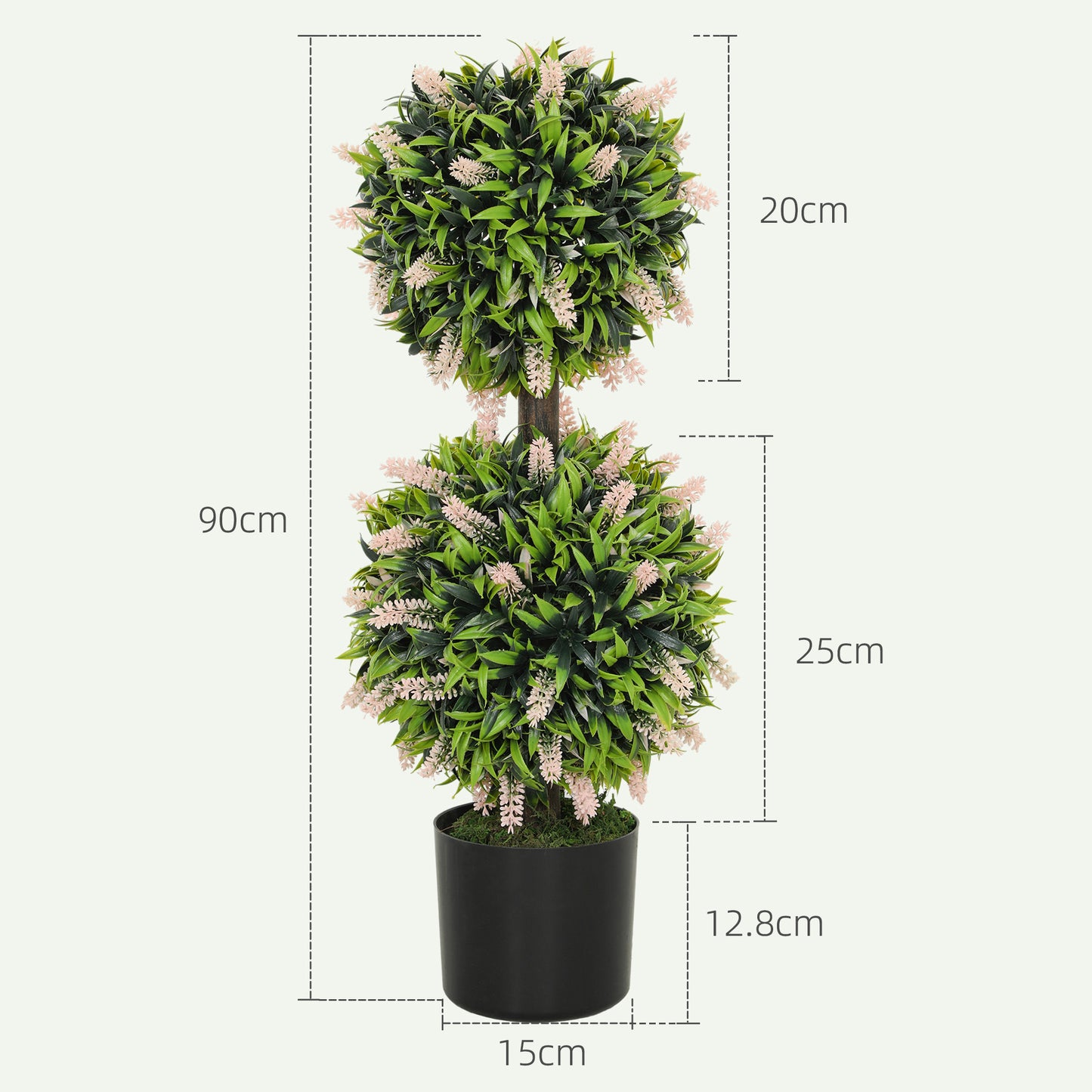 Set Of 2 Decorative Lavender Ball Trees