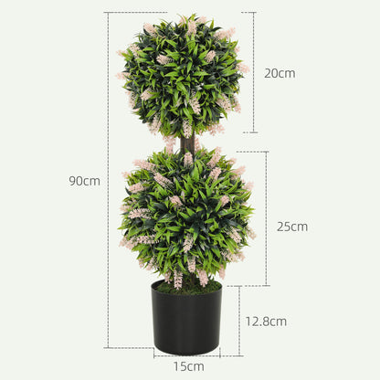 Set Of 2 Decorative Lavender Ball Trees