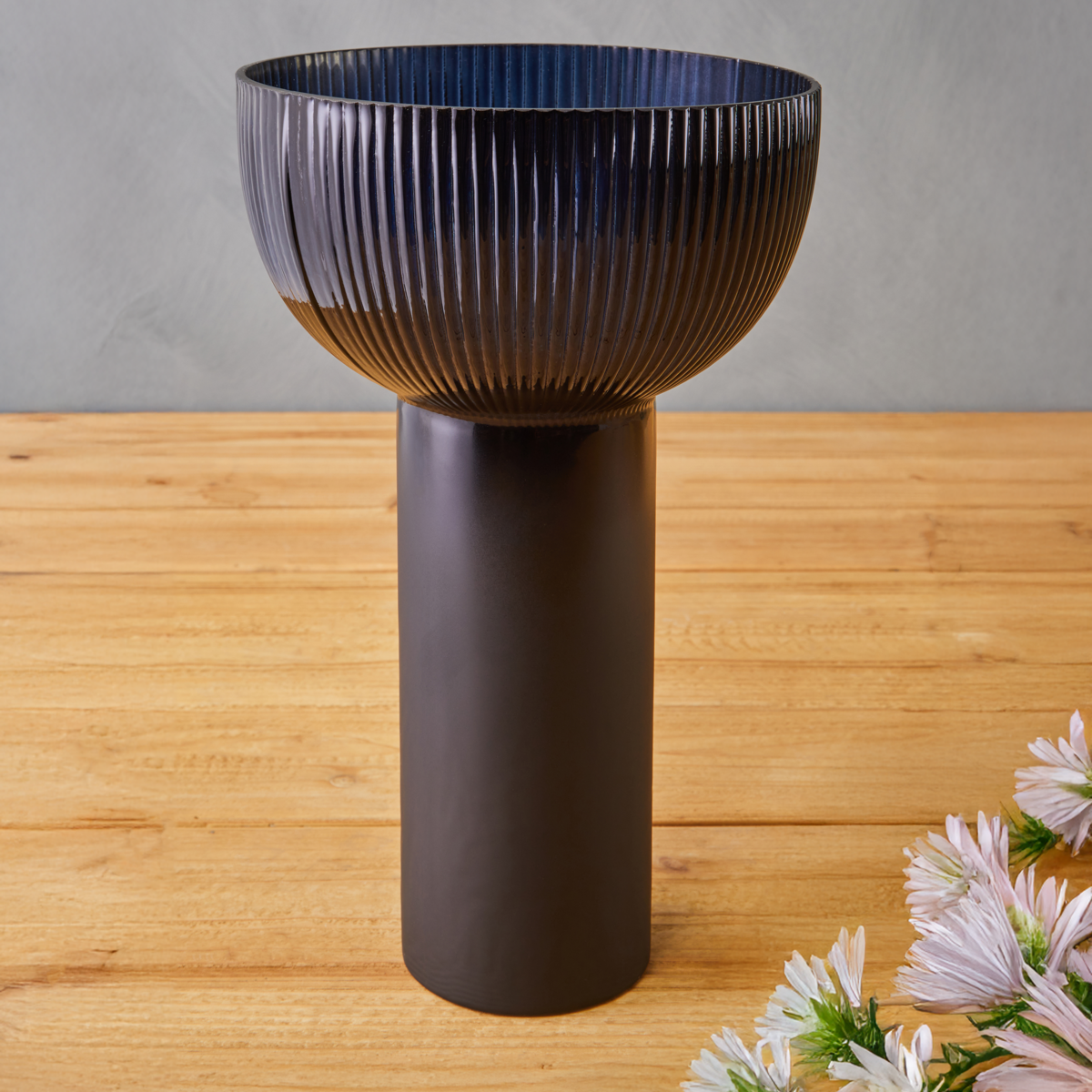 Large Navy Blue Glass Vase