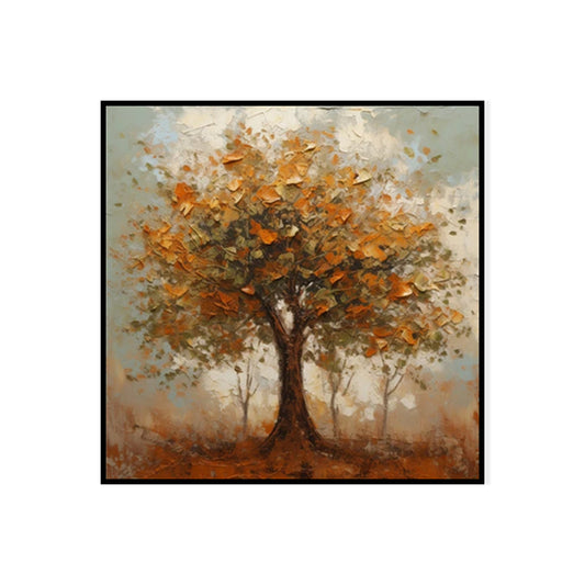 Orange Autumn Trees Abstract Oil Painting