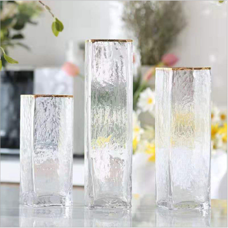 Transparent Gold Painted Glass Vase
