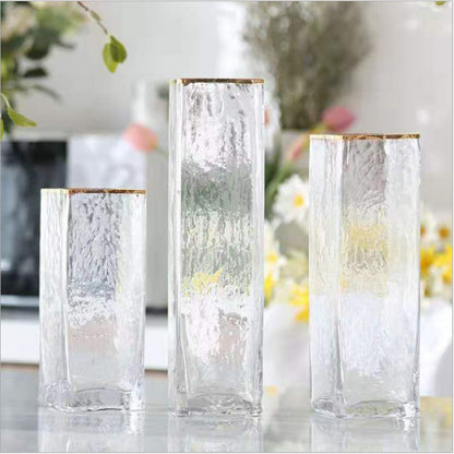 Transparent Gold Painted Glass Vase