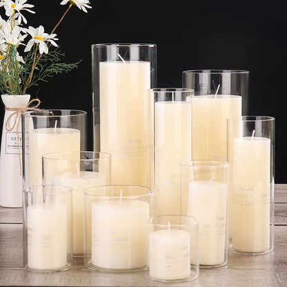 6.5Cm Glass Candle Holder Votive Vases Transparent Clear Glass Shade Straight Cylinder Glass Lamp Shade