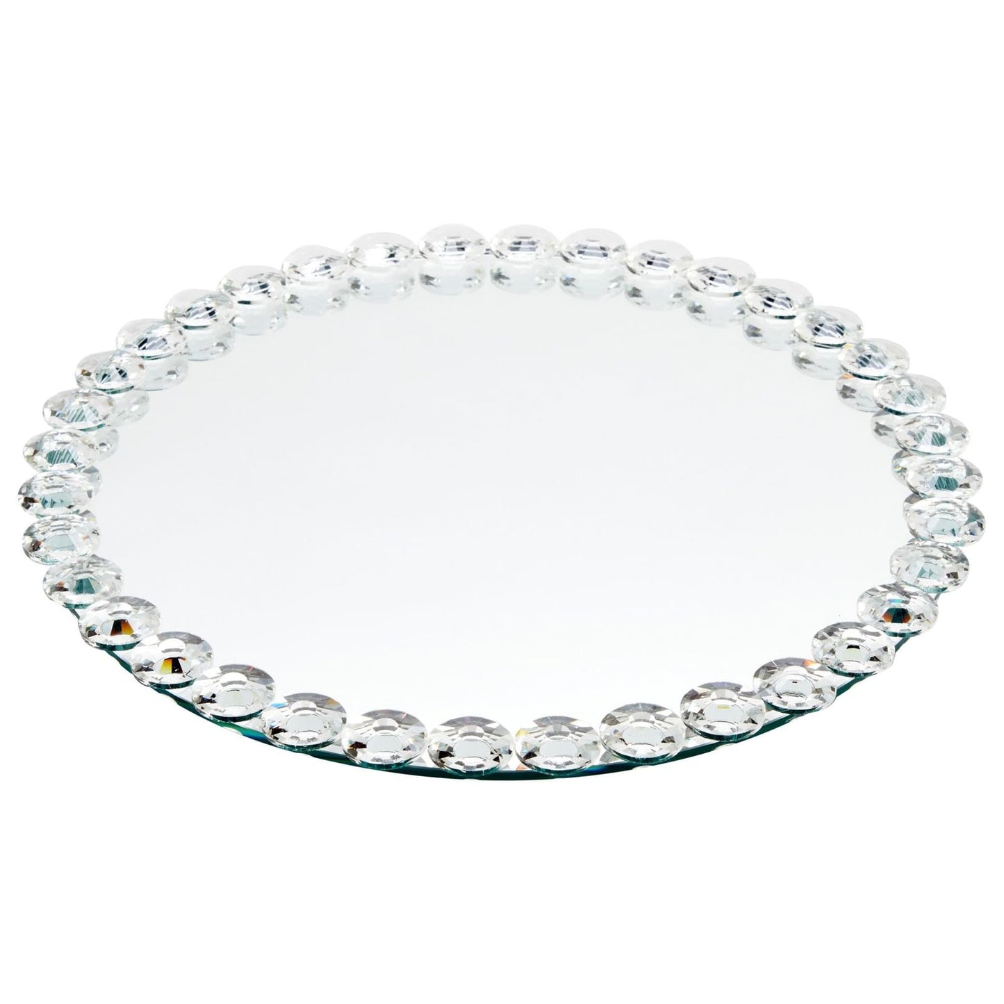 Crystal Bead Round Mirror Tray