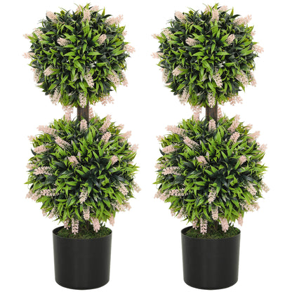 Set Of 2 Decorative Lavender Ball Trees