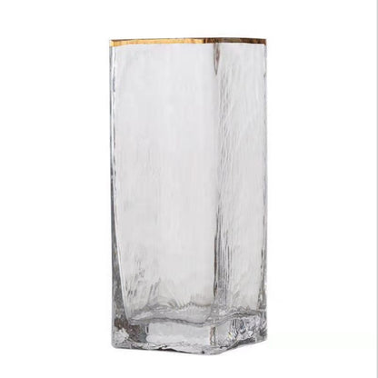 Transparent Gold Painted Glass Vase