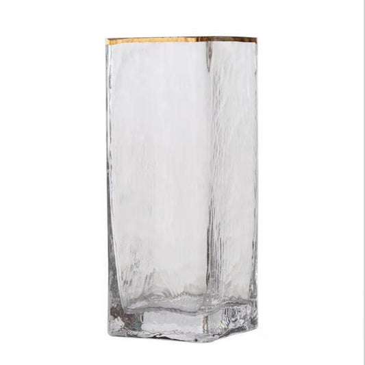 Transparent Gold Painted Glass Vase