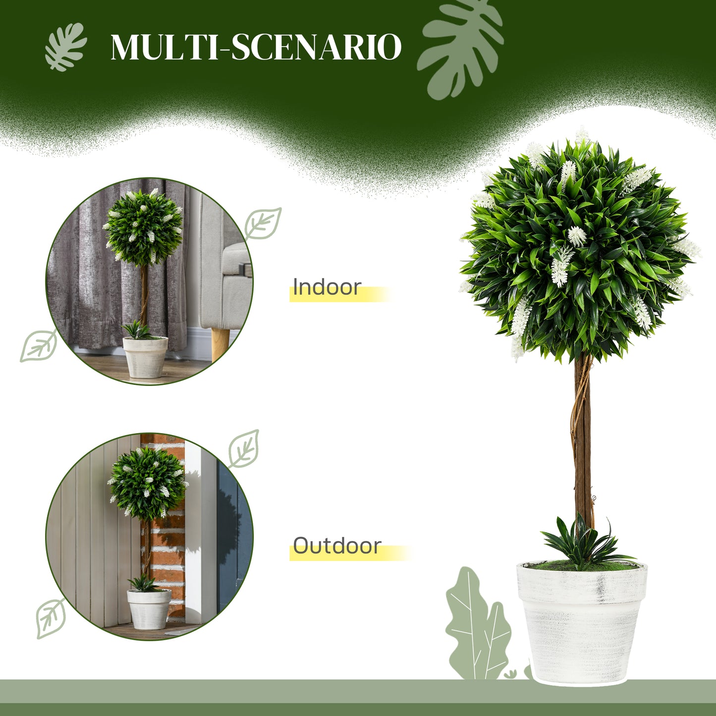 Artificial Ball Trees With White Flower