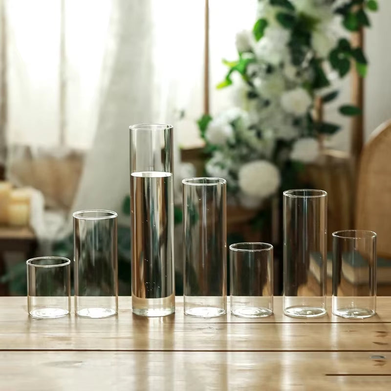 6.5Cm Glass Candle Holder Votive Vases Transparent Clear Glass Shade Straight Cylinder Glass Lamp Shade