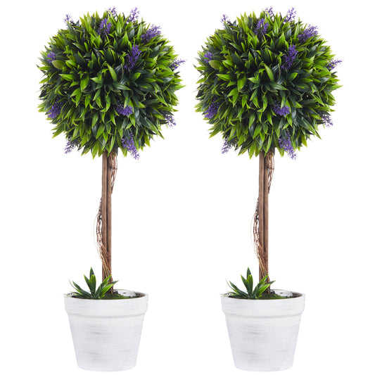 Set Of 2 Lavender Ball Trees