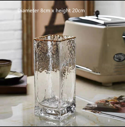 Transparent Gold Painted Glass Vase