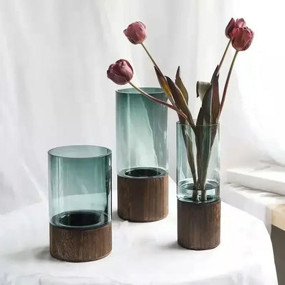Wood And Glass decorative Vase