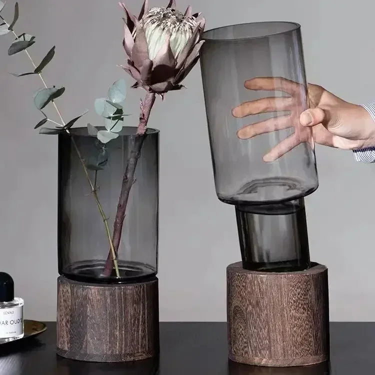 Wood And Glass decorative Vase