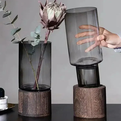 Wood And Glass decorative Vase