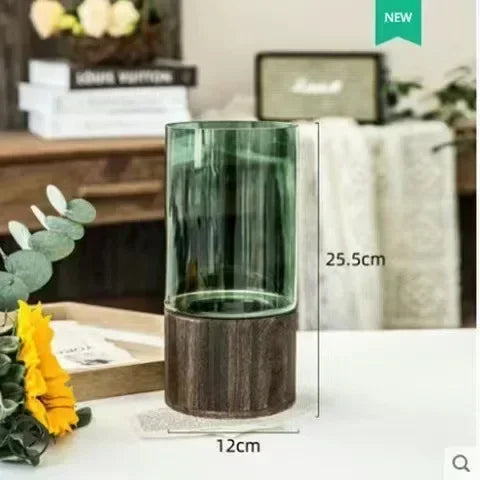 Wood And Glass decorative Vase