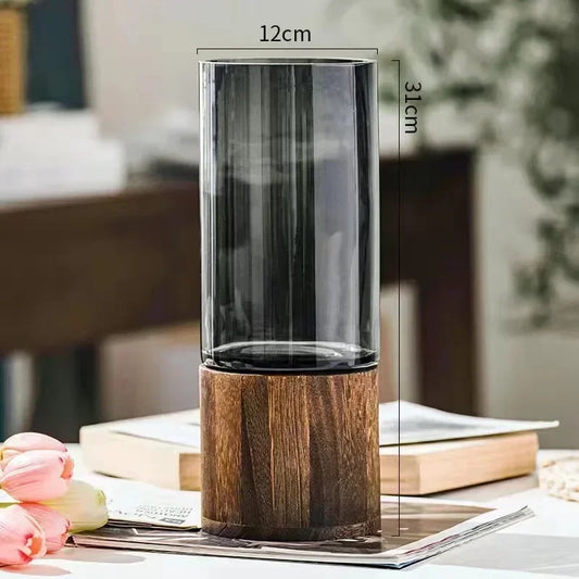 Wood And Glass decorative Vase