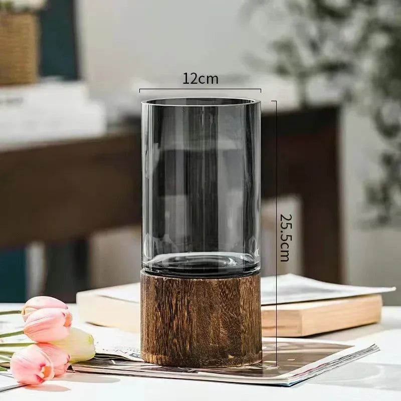 Wood And Glass decorative Vase